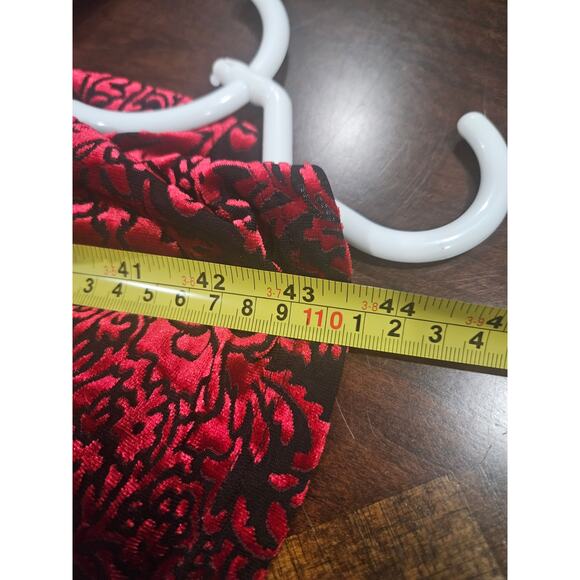 Catherines Red Black Burnout Velvet Goth Romantic Dress 3X 26/28W Ruffle Hem - Picture 5 of 5